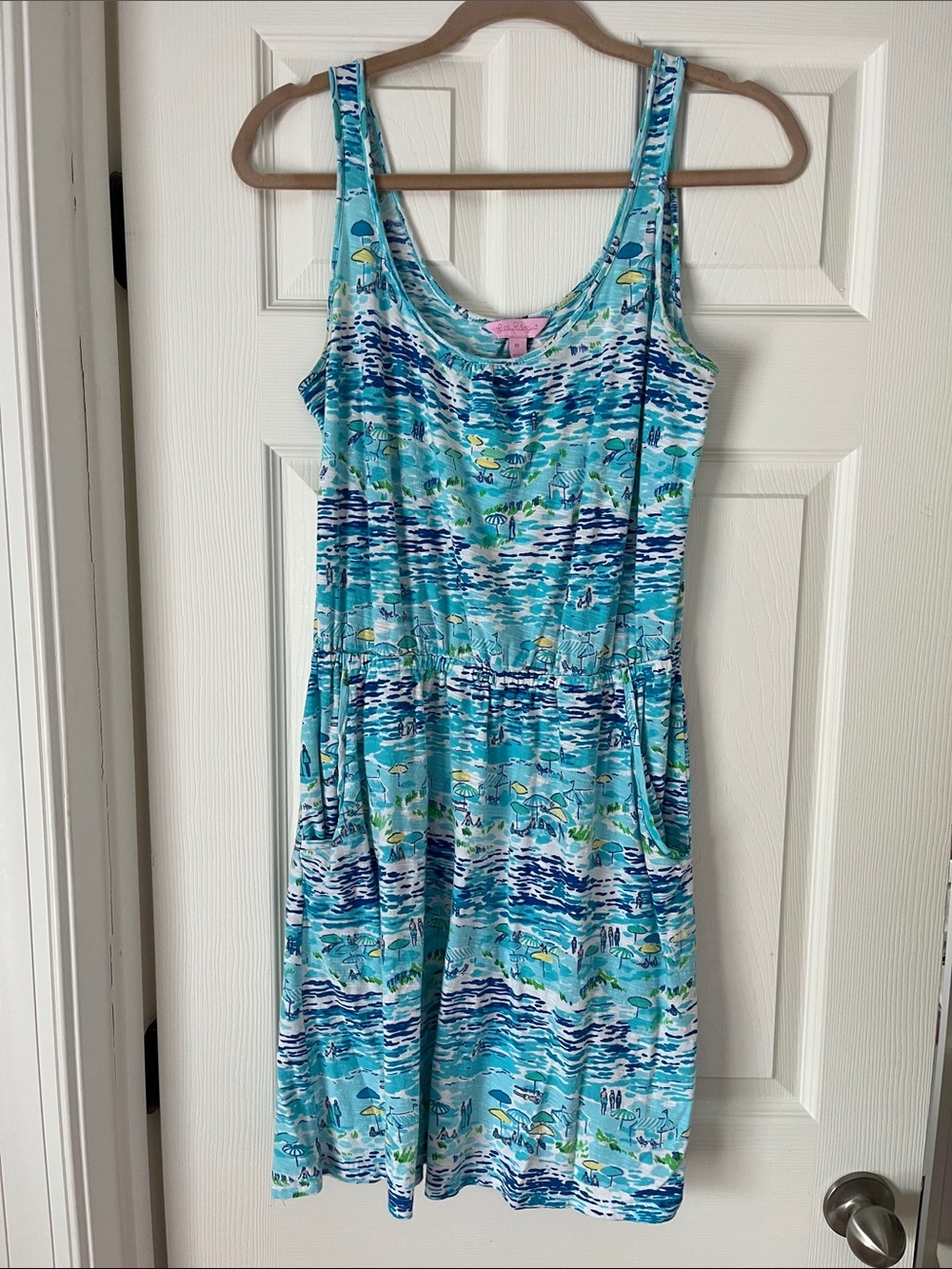Lilly Pulitzer Blue Aqua Tropical Print Sleeveless Dress